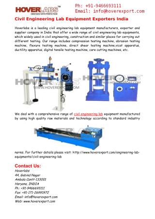 Civil Engineering Labs Equipment Exporters India