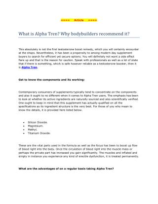 What is Alpha Tren? Why bodybuilders recommend it?