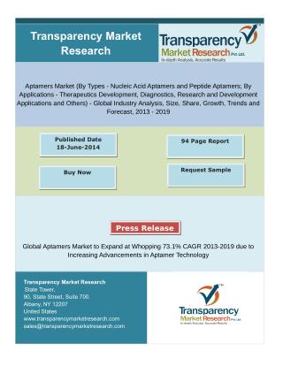 Aptamers Market to Expand at Whopping 73.1% CAGR 2013-2019 due to Increasing Advancements in Aptamer