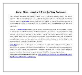 James Elgar - Learning It from the Very Beginning