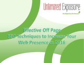 Effective Off Page SEO Techniques to Increase Your Web Presence in 2016