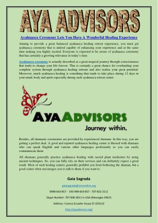 Ayahuasca Ceremony Lets You Have A Wonderful Healing Experience