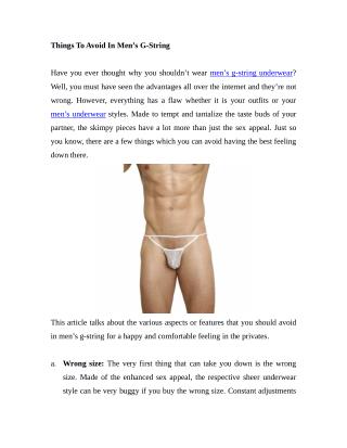 Things To Avoid In Men's G-String