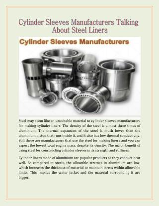 Cylinder Sleeves Manufacturers Talking About Steel Liners