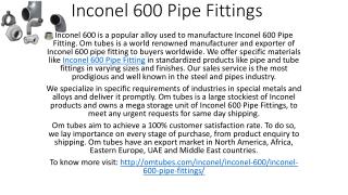 Inconel 600 Pipe Fittings