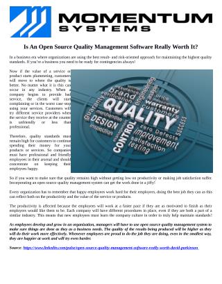 Is An Open Source Quality Management Software Really Worth It?