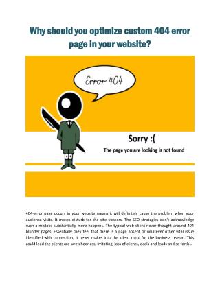 Why should you optimize custom 404 error page on your website?