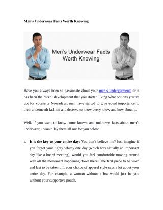Men’s Underwear Facts Worth Knowing