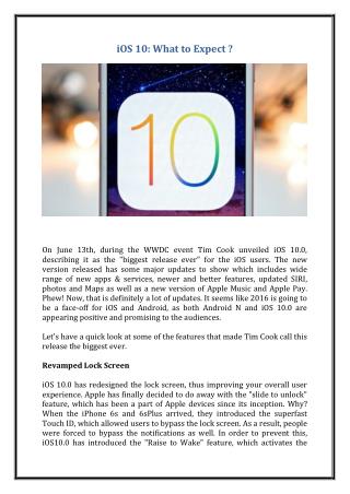 iOS 10: What to Expect ?