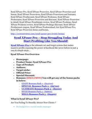 Synd XPoser Pro Review & Synd XPoser Pro $16,700 bonuses