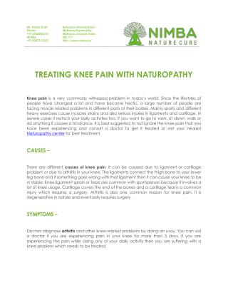 Treating Knee Pain With Naturopathy at Nimba