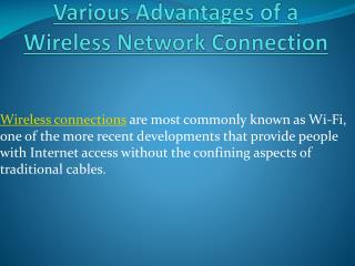 Wireless Network Connection Advantages