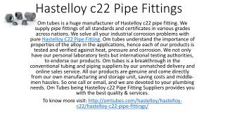 Hastelloy c22 Pipe Fittings