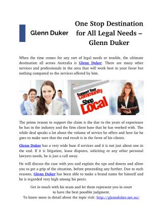 One Stop Destination for All Legal Needs – Glenn Duker