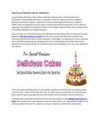 Importance of Delicious Cake for Celebrations