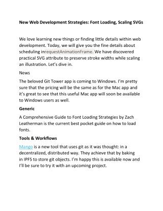 New Web Development Strategies: Font Loading, Scaling SVGs