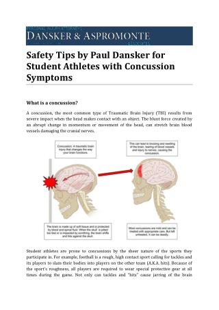 Safety Tips by Paul Dansker for Student Athletes with Concussion Symptoms