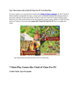 Top 7 Games Like Clash Of Clans For PC