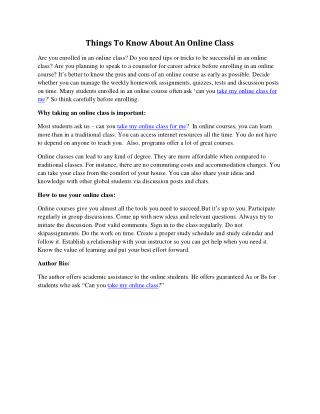 Things To Know About An Online Class