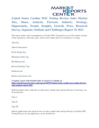 United States Cardiac POC Testing Devices Sales Market Analysis, Demand, Growth, Opportunities, Technology, Segmentation