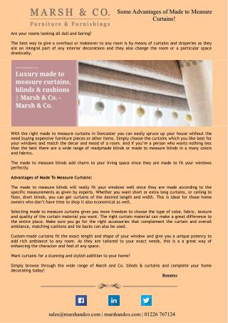 Some Advantages of Made to Measure Curtains!