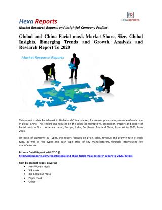 Global and China Facial mask Market Share, Growth and Overview To 2020: Hexa Reports