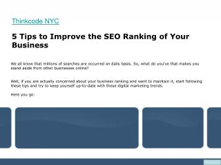 5 Tips to Improve the SEO Ranking of Your Business
