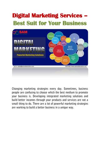 Digital Marketing Services – Best Suit for Your Business