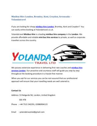Minibus Hire London, Bromley, Kent, Croydon, Sevenoaks - Yolandatravel