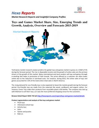 Toys and Games Market Size, Emerging Trends and Outlook 2015-2019: Hexa Reports