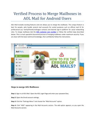 Verified Process To Merge Mailboxes In AOL Mail For Android Users