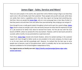 James Elgar - Sales, Service and More!