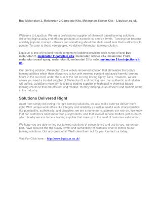 Buy Melanotan 2, Melanotan 2 Complete Kits, Melanotan Starter Kits - Liquisun.co.uk