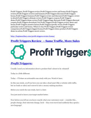 Profit Triggers review - Profit Triggers top notch features