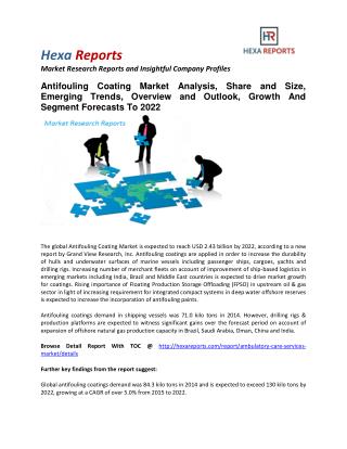 Antifouling Coating Market Analysis, Growth And Segment Forecasts To 2022