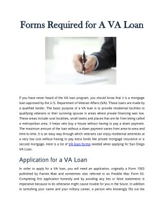 Forms Required for A VA Loan