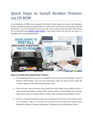 Quick Steps to Install Brother Printers via CD ROM