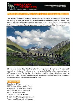 Markha Valley Trek Map, Route & Cost - Himalayan Frontiers