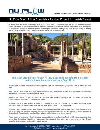 Nu Flow South Africa Completes Another Project for Lavish Resort