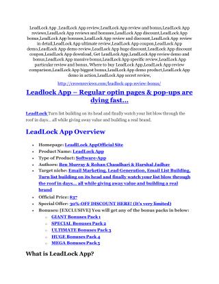 LeadLock App review in detail – LeadLock App Massive bonus