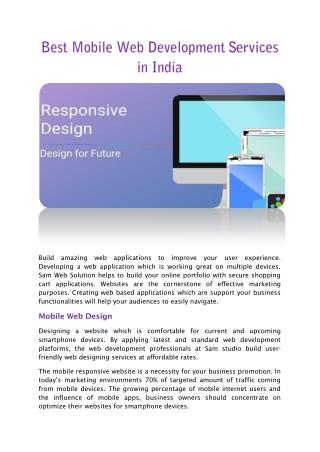 Best Mobile Web Design Services in India - Mobile Web Development Services