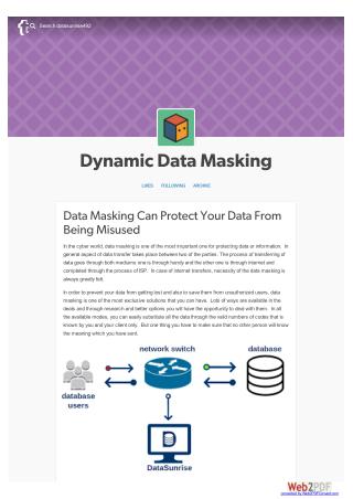 Data Masking Can Protect Your Data From Being Misused