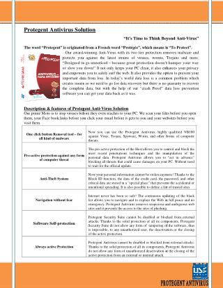 Protegent Antivirus with Data Recovery Software Whitepaper