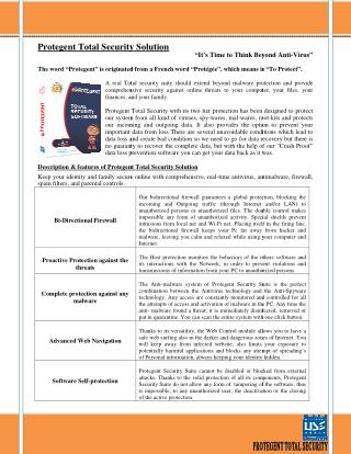 Protegent Total Internet Security Antivirus with Data Recovery Software