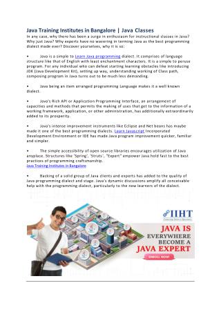 Java Training Institutes in Bangalore