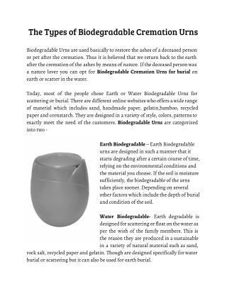 The Types of Biodegradable Cremation Urns