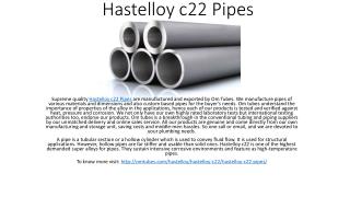 Hastelloy c22 Pipes