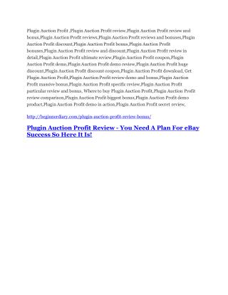 Plugin Auction Profit Review-(Free) bonus and discount