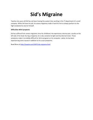 Sid’s Migraine