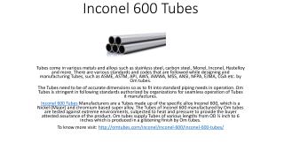 Inconel 600 Tubes